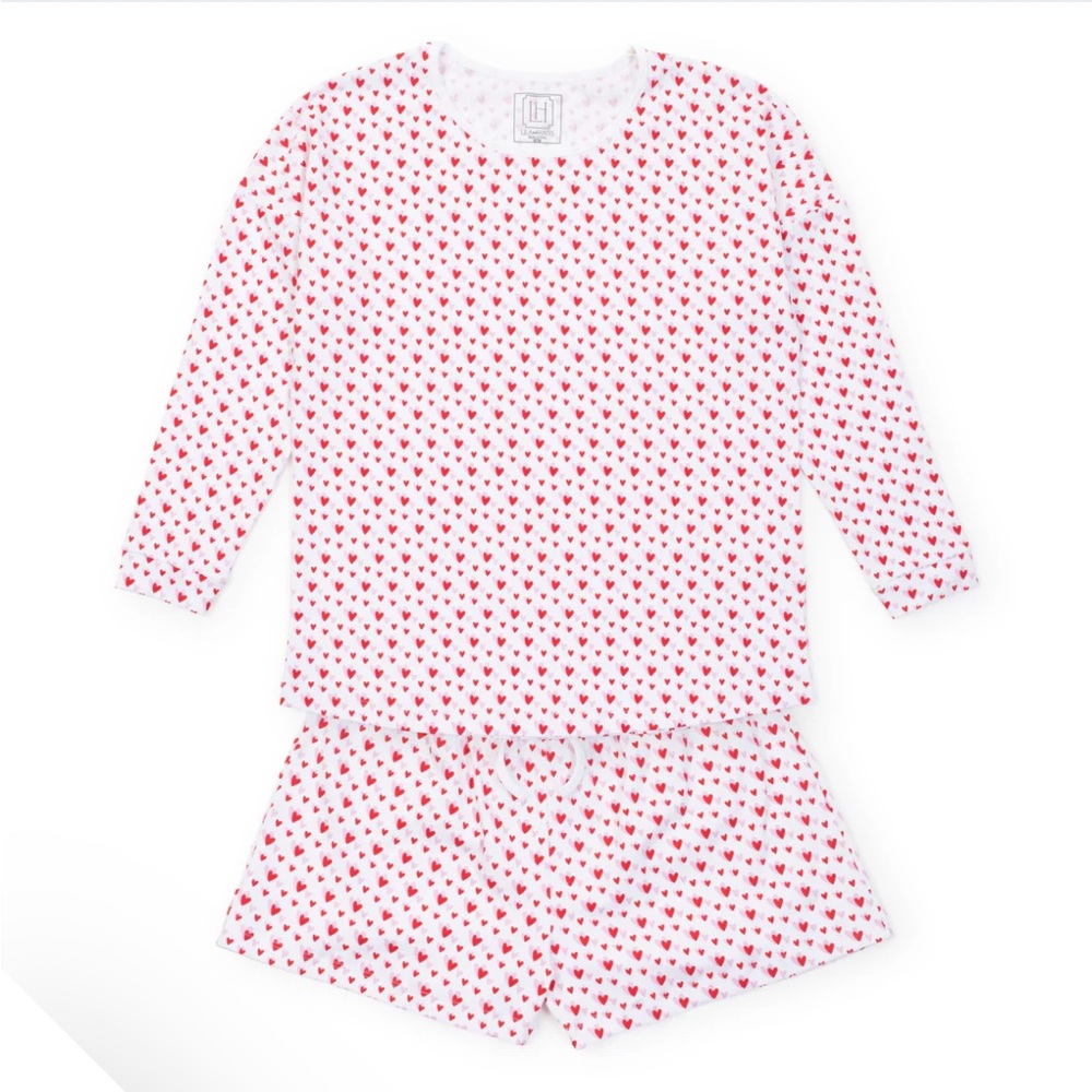 Anna Women’s longsleeve top short set - heart to heart pink